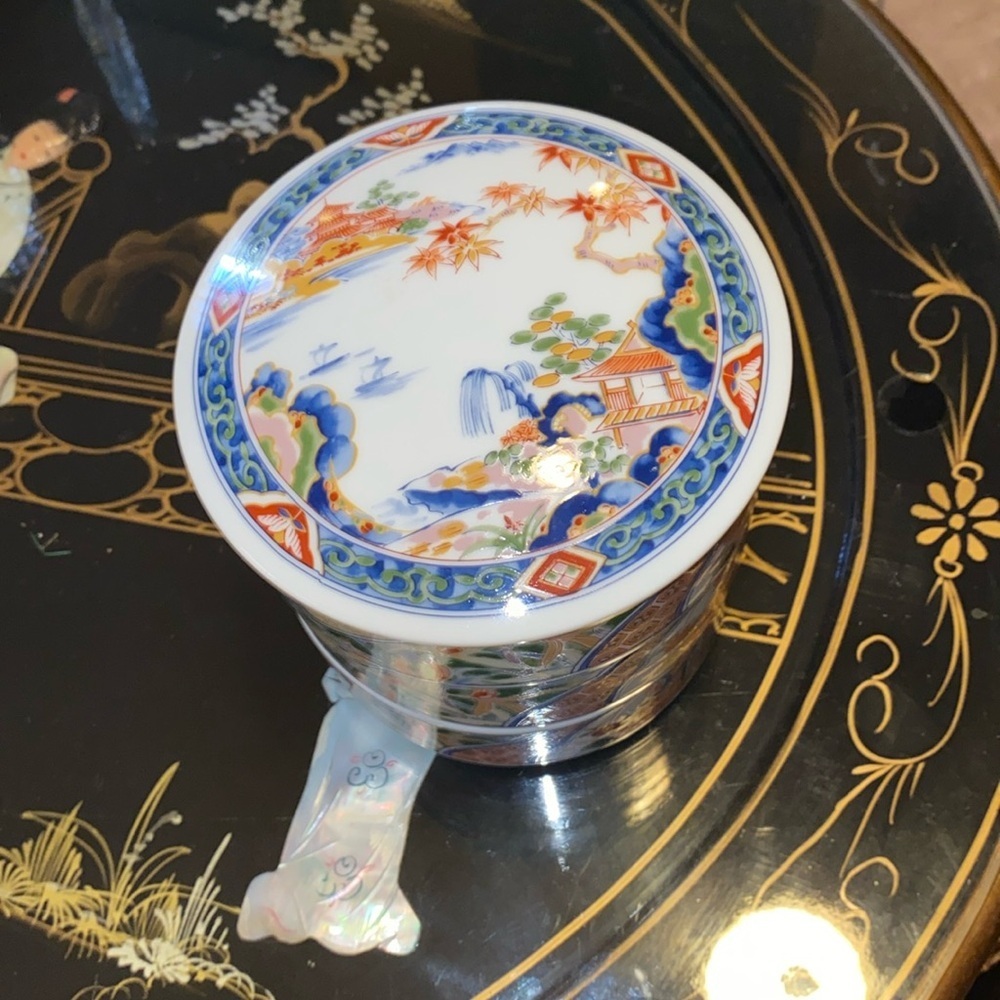 BX46 Vintage Japanese Imari 3 Tier Porcelain Bento Box - Picture 3 of 6